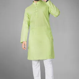 dhasu trendz Pack of 2 Men Solid Jacquard, Cotton Blend Straight Kurta image 4