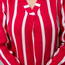 bhawanaprint Casual Regular Sleeves Striped Women Red Top image 4