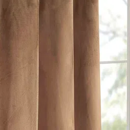 saral home Brown Polyester Solid 9 ft Light Filtering Eyelet Door Curtain image 5