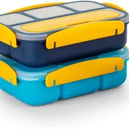 masox store Bento Lunch Box 4 Compartment Microwave, Dishwasher & Freezer Safe, BPA Free U2 4 Containers Lunch Box image 2