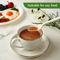 pearsilk White Compostable Spoons 25 Pack Disposable CPLA 6.2 in Disposable Wooden Cutlery Set image 2