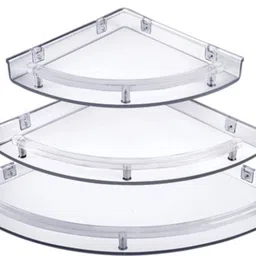 harigario Snowbell Transparent Acrylic Bathroom Corner Shelf – Set of 3 Plastic Wall Shelf-picture-14