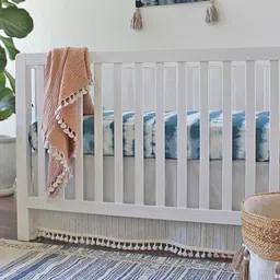 crane baby Blue Kids Abstract Cotton Satin Crib Bedsheet image 1