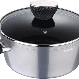 bergner Carbon TT Forged Aluminum with Glass Lid & Induction Base 20 cm, Metallic Grey Cook and Serve Casserole-picture-27
