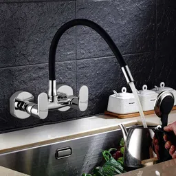 prestige Ocean Brass Sink with Flexible Swivel Spout with Hot & Cold Water Feature Kitchen Mixer Faucet image 2