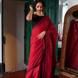Solid/Plain Handloom Pure Cotton Saree-image-48