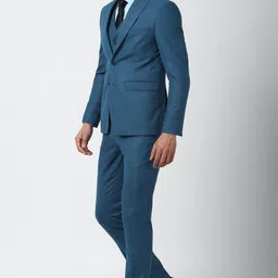 peter england Men Single Breasted - 2 button Textured Suit image 4