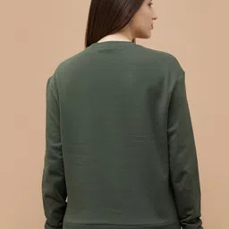 fame forever by lifestyle Women Solid Round Neck Cotton Blend Green T-Shirt image 4