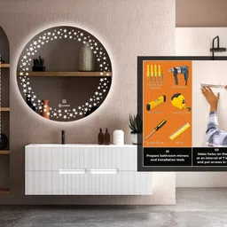 flipkart perfect homes Wall Mounting Mirror with Light 24X24 inch Bathroom Mirror image 5