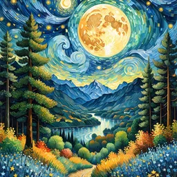 trexee Moon Paint by Numbers Kit for Adults Kids Beginner Forest Oil 16 inch x 20 inch Painting-picture-11