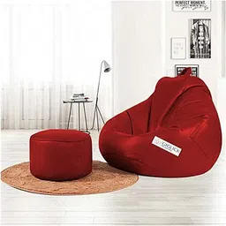 giglick XXXL Faux Leather Bean Bag & Footrest Filled with Beans Bean Bag ChairWith Bean Filling-picture-14