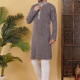 adhirajan Men Chikan Embroidery Pure Cotton Straight Kurta image 2