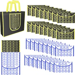 kuber industries Pack of 96 Smile Foldable Shopping Bags For Women | Black Yellow & White Blue Pack of 96 Grocery Bags-picture-21