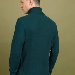 highlander Men Solid Turtle Neck Green Sweater image 2