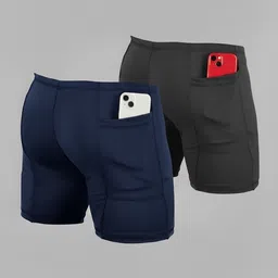 troopline Solid Men Dark Blue, Grey Tights-picture-12