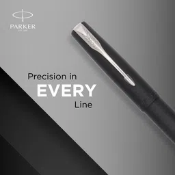 parker Frontier Matte Black Chrome Trim Roller | Roller Ball Pen image 3