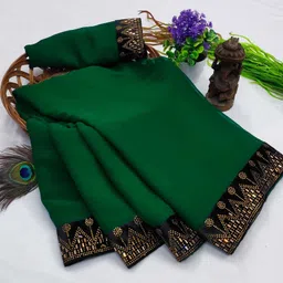 banarasi wala Embellished, Self Design, Solid/Plain Bollywood Georgette, Jacquard Saree-picture-21