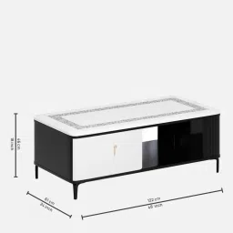 royaloak Refined Marble Top Coffee Table in White Colour With Drawer image 2