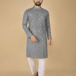kurtaformen Men Embellished Cotton Rayon Straight Kurta-picture-12