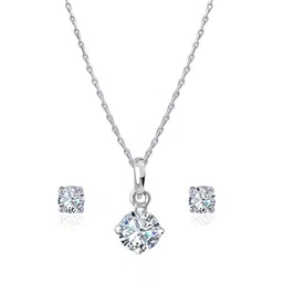 jfl Jewellery for Less One Gram Gold Plated Solitaire cz american cubic Zircon pendant locket Stylish Delicate Pendant with Chain for Women & Girls. image 4