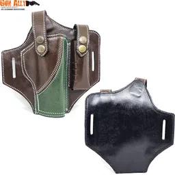 gunally Leather OWB Carry Two Slot Gun Holster for 1911 Similar Size Handgun Pistol/Gun Cover Free Size-picture-31