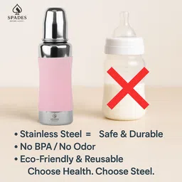 spades Baby Feeder Bottle 250ml Stainless Steel | Mirror Finish BPA Free Pack of 3 - 250 ml image 4