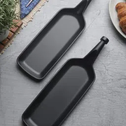 dulariya Melamine Serving Platter, Unbreakable Serving Dessert and Snacks Platter/Tray, Multipurpose (Matt Black, 14 Inch, Pack of 1) Chutney Plate image 5