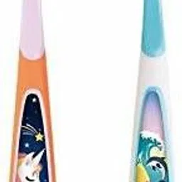 Step-3 6-9 Years Toothbrush Designed with Soft bristles Latest Design BPA Free Brush Gentle to Teeth & Gems 2020 Series (with Travel Case - Orange + White) Soft Toothbrush-image-0