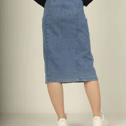 aksha creation Women Solid Straight Light Blue Skirt image 2