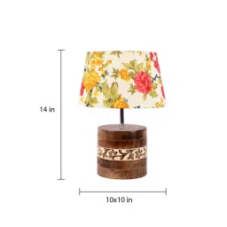 foziq Bumpy Multicolour Fabric Shade Table Lamp With Mango wood Base image 4