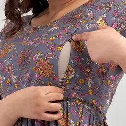 silakiva Women Floral Print Cotton Blend Anarkali Kurta image 4