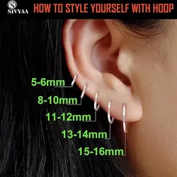 SIVYAA Pure 925 Sterling Silver Plain Round Hoop Bali Earrings Sterling Silver Hoop Earring, Huggie Earring, Earring Set image 2