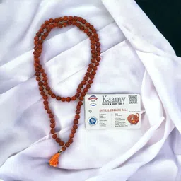 100% Original Tested 5 MUKHI RUDRAKSHA JAAP MALA-108 Wood Chain-image-44