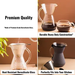 instacuppa Pour Over Drip Coffee Maker (800 ML) with Borosilicate Glass Carafe 6 Cups Coffee Maker image 2