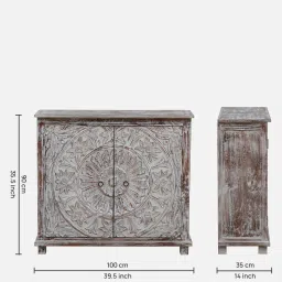 bohemiana from pepperfry Ivor Solid Wood Cabinet In White Distress Finish image 2