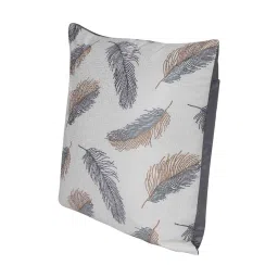 White Floral Leaf Polyester 16 x 16 Inches Cushion Covers (Set of 2) by MFD Home Furnishing image 5