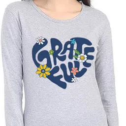 vylo Women Printed Round Neck Cotton Blend Grey T-Shirt-picture-13