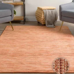 kaleen india Orange Abstract Wool & Viscose 9 x 12 Feet Hand Woven Carpet image 1