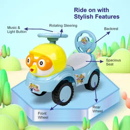 miss & chief Duck Pilot Push Ride-On with Backrest & Storage| Music with LED Lights (Ages 3+) Rideons & Wagons Non Battery Operated Ride On image 3