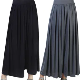 fashion bazaar Pack of 2 Women Flared Grey Lycra Blend Trousers-picture-26