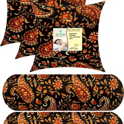 actos Microfibre Bolster Pack of 5 Floral Combo Set Of 3 Cushion And 2-picture-37