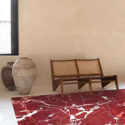 ddecor Red Abstract Blended Linen 3 ft x 5 ft Machine Made Carpet-picture-13