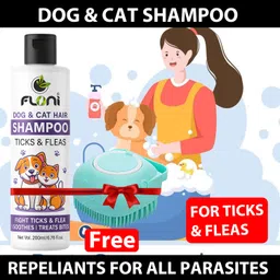 floni Dog Shampoo 200ml with Free Silicone Bath Brush | Pet Shampoo & Dog Grooming Kit Anti-dandruff, Flea and Tick, Allergy Relief, Itch Relief Artificial Fragrance Dog, Cat Shampoo image 3