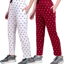 jeckward Pack of 2 Women Polka Print Multicolor Track Pants-picture-11