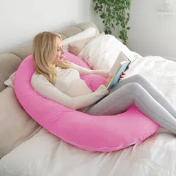 Microfibre Pregnancy Pillow Pack of 1 Solid Luxurious Imported Velvet C Shaped-image-23