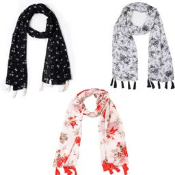 Floral Print Georgette Women Multicolor Fancy Scarf-image-26