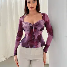 tandul Casual Regular Sleeves Printed Women Purple Top image 1