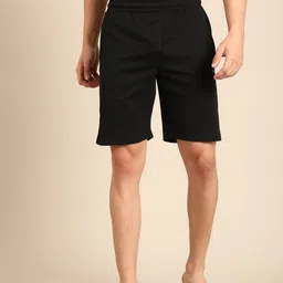 Solid Men Black Basic Shorts-image-71