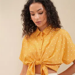 Women Regular Fit Printed Cut Away Collar Casual Shirt-image-23