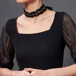 miss chase Women Fit and Flare Black Midi/Calf Length Dress image 4